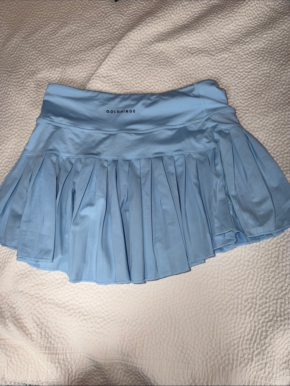 Women's Light Blue Pleated Mini Skirt - Picture 2 of 2